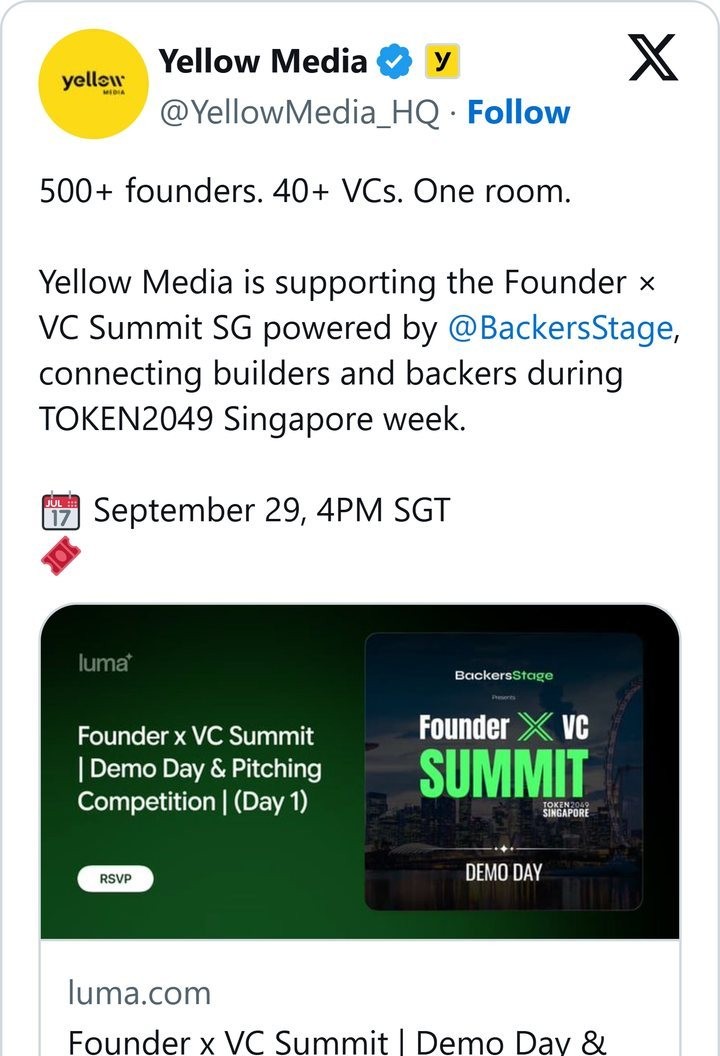 Yellow Media: 500+ founders, 40+ VCs, one room, for the Founder × VC Summit in Singapore